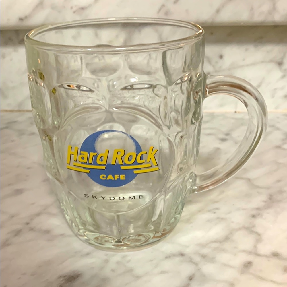 Hard Rock Cafe Clear Glass Mug Skydome StadiumToronto Canada Like NEW Dimple mug